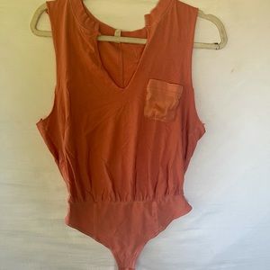 Peach Cut Off Bodysuit